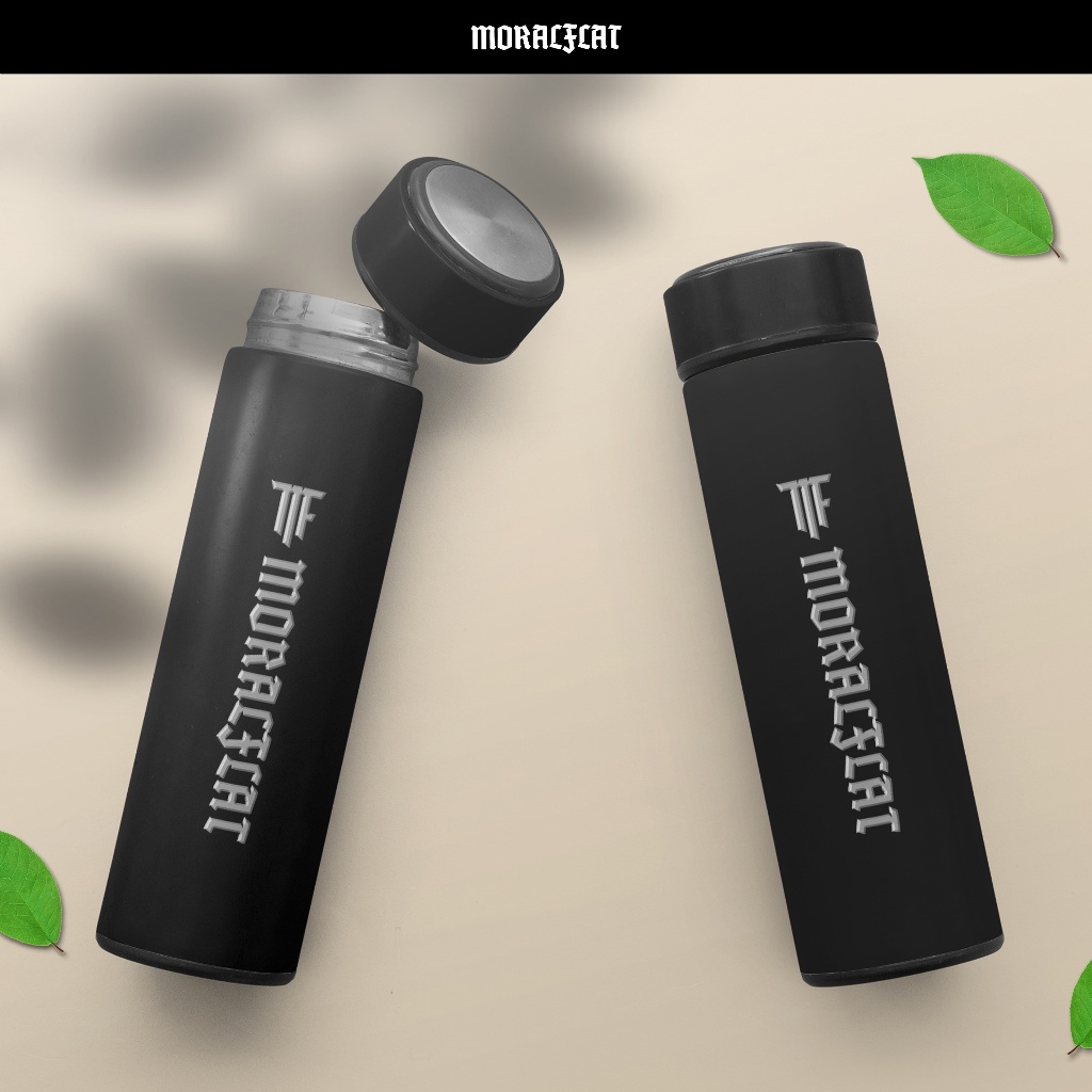 Moralflat - Tumbler botol air minum 500 ML - Botol termos tahan panas - Hitam