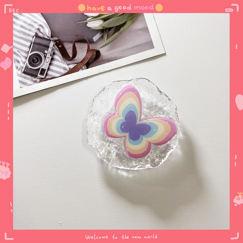 Stand Holder hp Transparan Kupu-kupu Warna Permen Phone Holeder