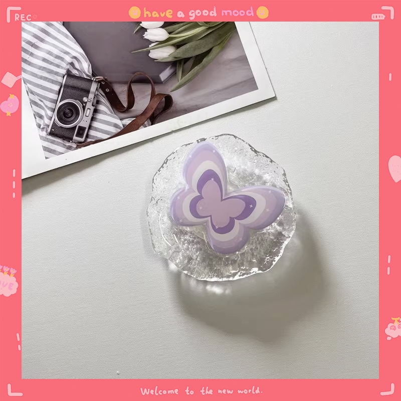 Stand Holder hp Transparan Kupu-kupu Warna Permen Phone Holeder