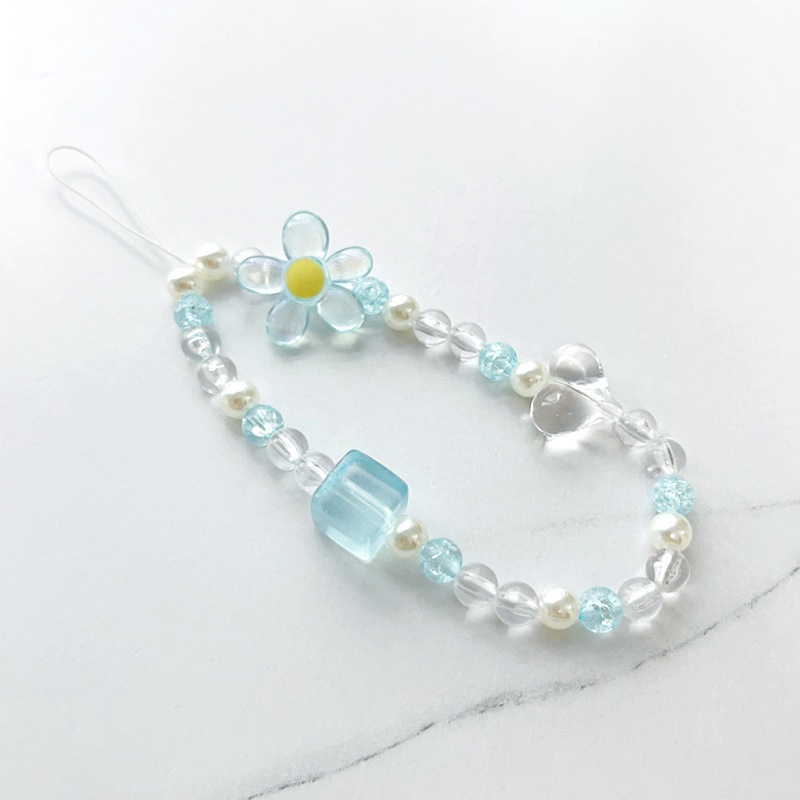 INS Korea Fashion Transparan Love Heart Bow Bracelet Lucu Rantai Manik-manik Gantungan Kunci