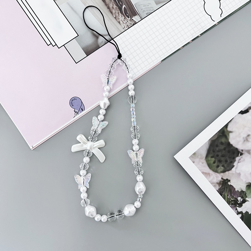 Key Strap Lanyard HP Beruang Cinta Estetik Gantungan Hp Aesthetic Korea Kupu-kupu