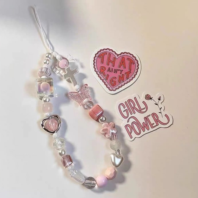 Key Strap Lanyard HP Beruang Cinta Estetik Gantungan Hp Aesthetic Korea Kupu-kupu