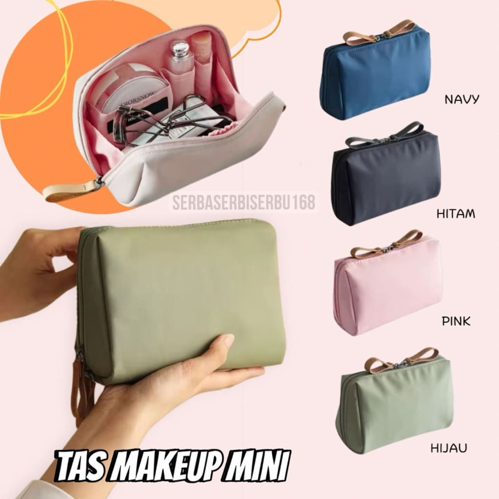 Charming Cosmetic cube Bag Tas Pouch Make Up Mini | Tas Kosmetik Waterproof Anti Air Bahan Nylon Resleting Kulit | Travel Kit Tas Travel | Bag Organizer Tas Kosmetik Motif Polos Kekinian Murah | Tas Travel Kosmetik Lipstik Mini Anti Air Cantik Serbaguna