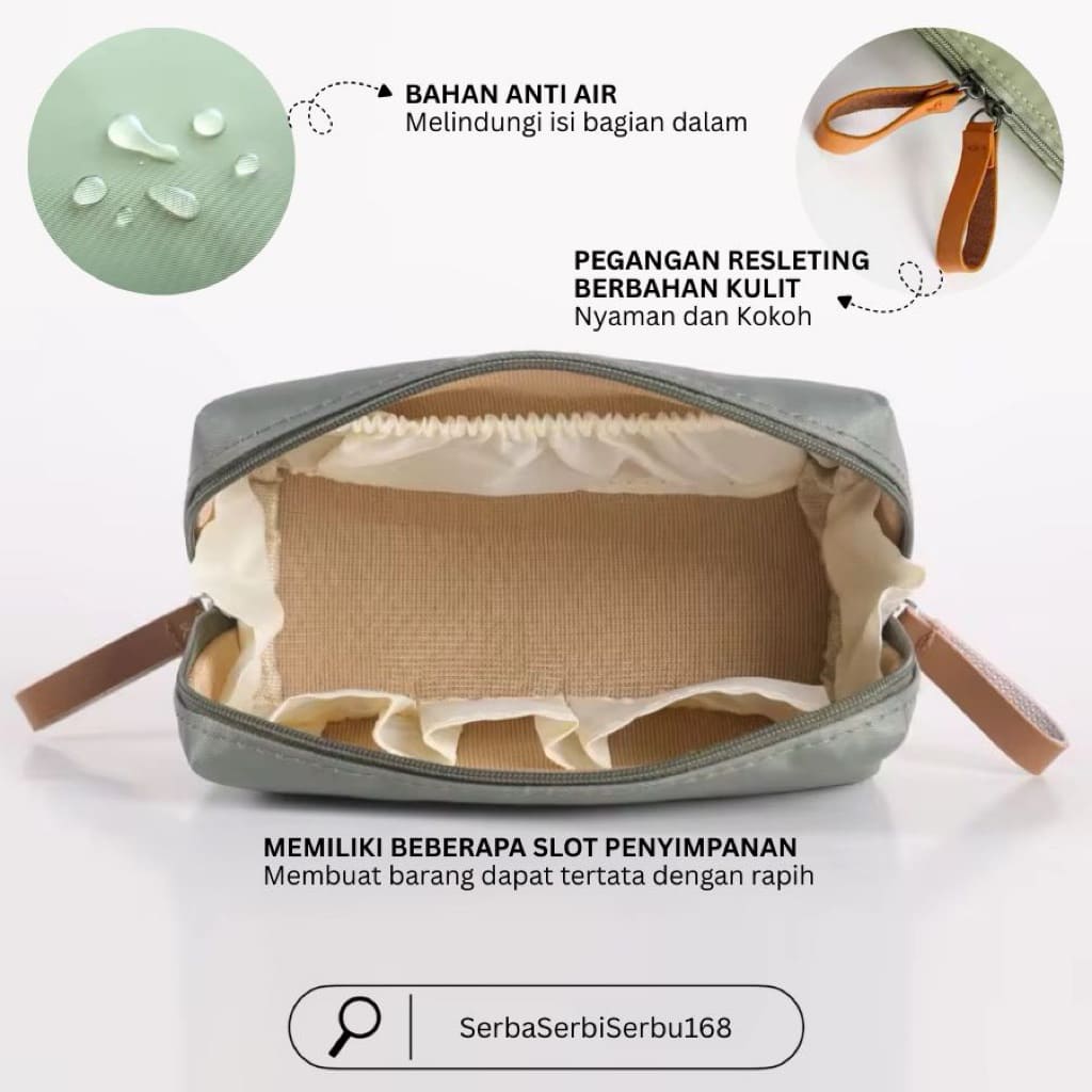 Charming Cosmetic cube Bag Tas Pouch Make Up Mini | Tas Kosmetik Waterproof Anti Air Bahan Nylon Resleting Kulit | Travel Kit Tas Travel | Bag Organizer Tas Kosmetik Motif Polos Kekinian Murah | Tas Travel Kosmetik Lipstik Mini Anti Air Cantik Serbaguna