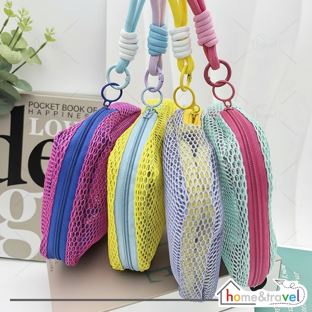 HOVELSHOP Pouch Jaring Kosmetik Tas Mini Penyimpanan Makeup Aksesoris Fashion Wanita Charm Bag Korean