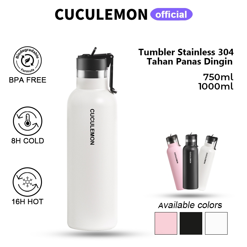CucuLemon Termos Stainless Steel Tumbler Tahan Panas Dingin Botol Minum 1 Liter Sport Air Bottles