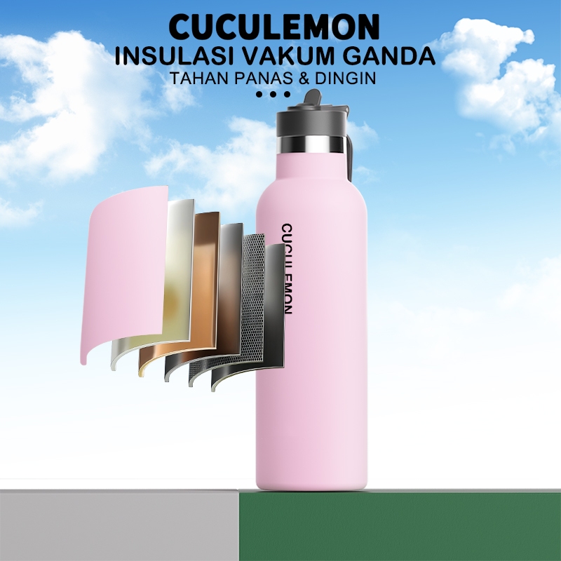 CucuLemon Termos Stainless Steel Tumbler Tahan Panas Dingin Botol Minum 1 Liter Sport Air Bottles