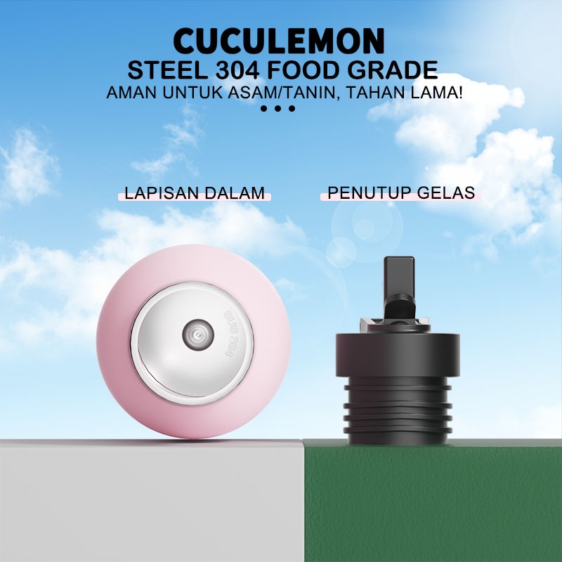 CucuLemon Termos Stainless Steel Tumbler Tahan Panas Dingin Botol Minum 1 Liter Sport Air Bottles