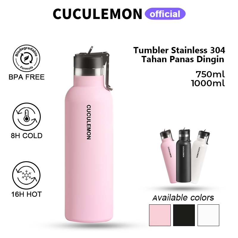 CucuLemon Termos Stainless Steel Tumbler Tahan Panas Dingin Botol Minum 1 Liter Sport Air Bottles