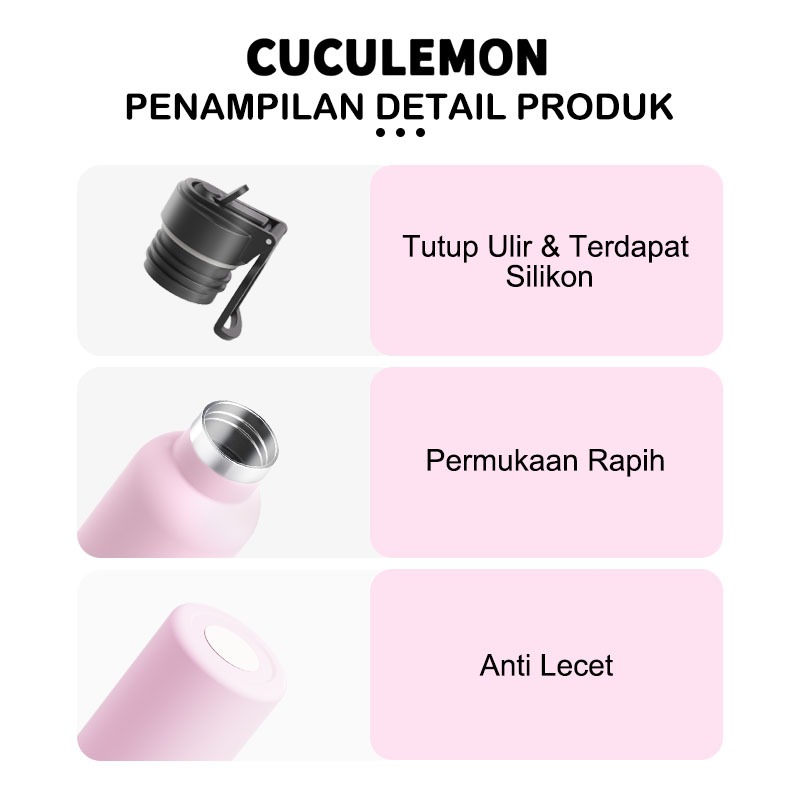 CucuLemon Termos Stainless Steel Tumbler Tahan Panas Dingin Botol Minum 1 Liter Sport Air Bottles