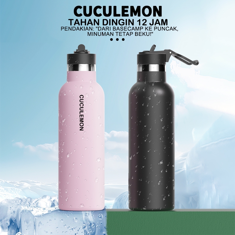 CucuLemon Termos Stainless Steel Tumbler Tahan Panas Dingin Botol Minum 1 Liter Sport Air Bottles