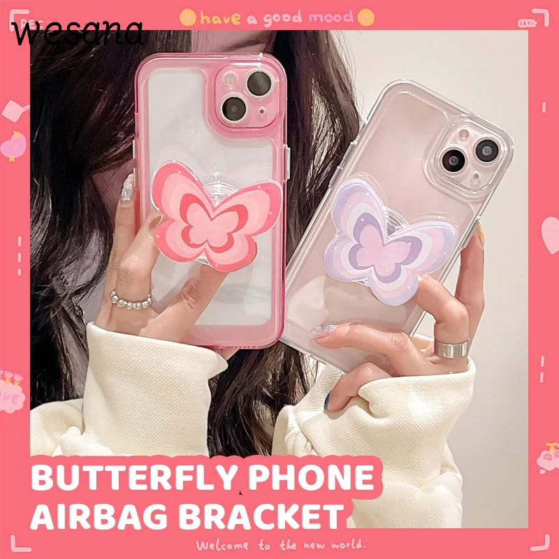 Stand Holder hp Transparan Kupu-kupu Warna Permen Phone Holeder