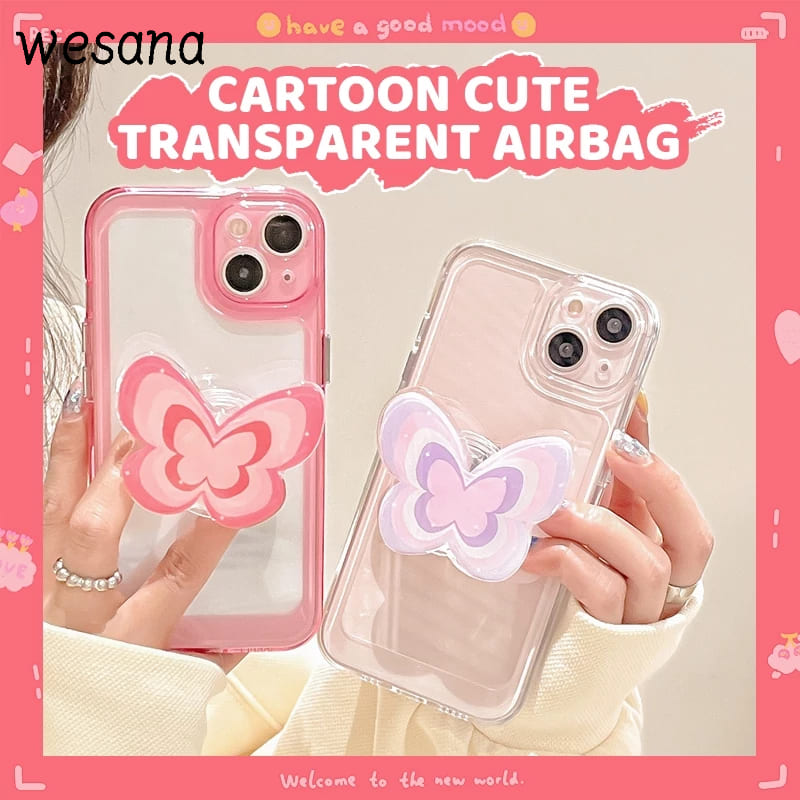 Stand Holder hp Transparan Kupu-kupu Warna Permen Phone Holeder