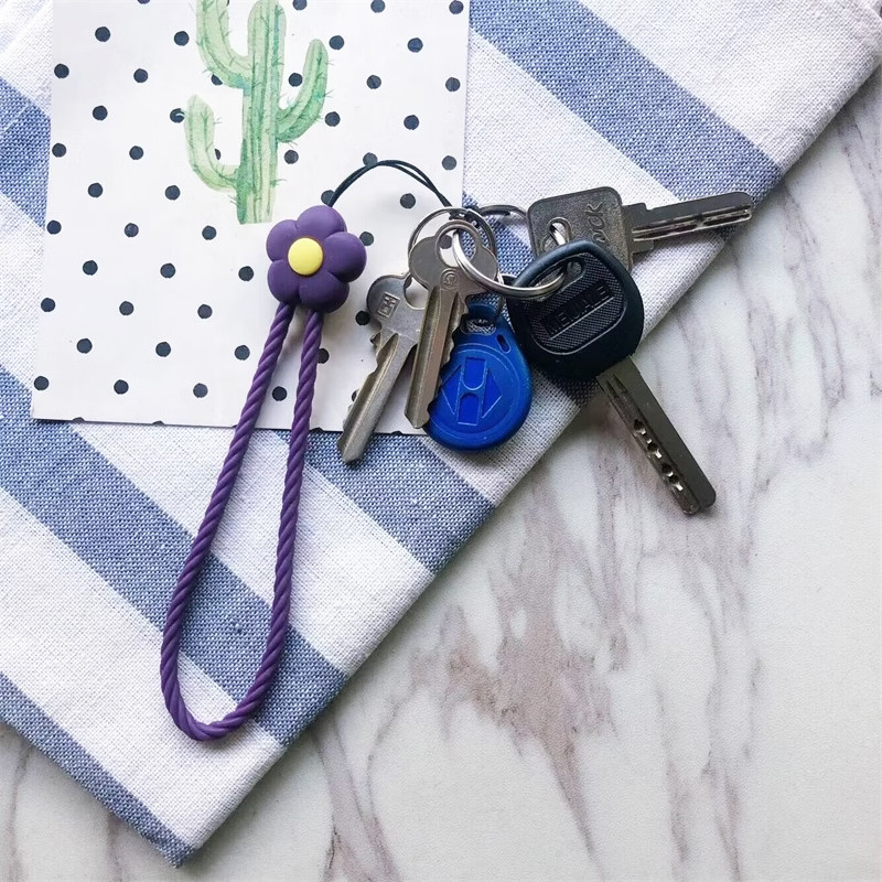 Gantungan HP Aesthetic Motif Bunga Silikon Anti Hilang Casing Telepon Liontin Tali Lanyard HP Lucu Segar Warna Silicone Flower -DF