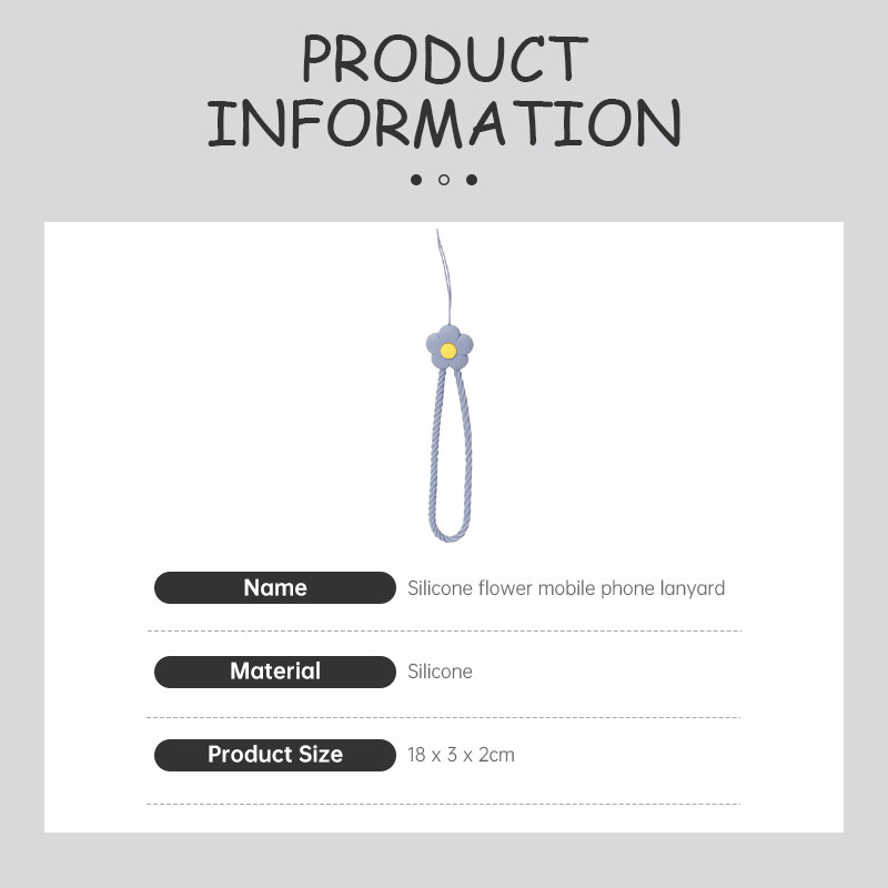 Gantungan HP Aesthetic Motif Bunga Silikon Anti Hilang Casing Telepon Liontin Tali Lanyard HP Lucu Segar Warna Silicone Flower -DF