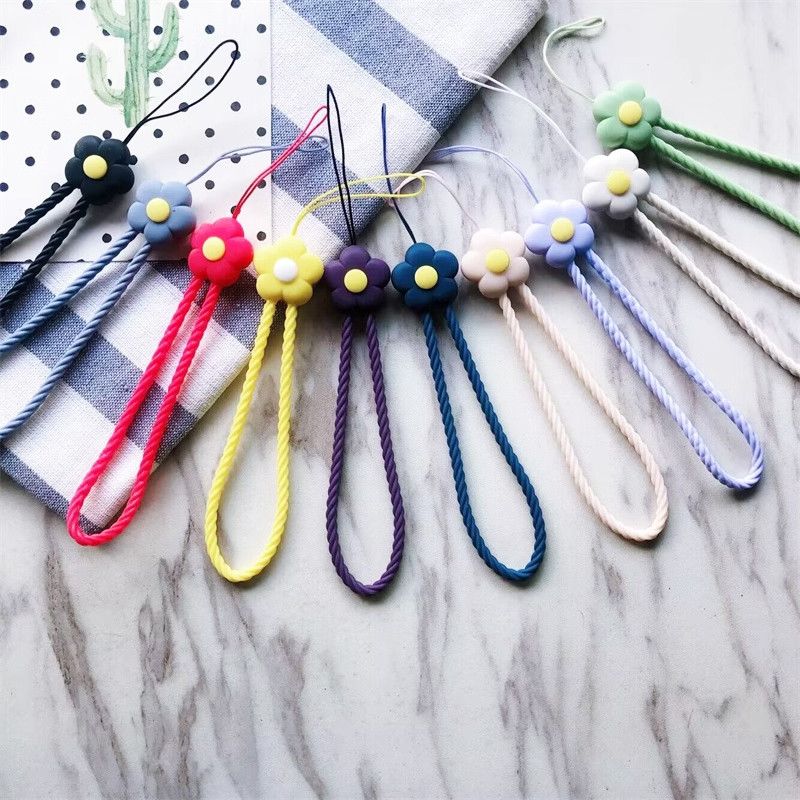 Gantungan HP Aesthetic Motif Bunga Silikon Anti Hilang Casing Telepon Liontin Tali Lanyard HP Lucu Segar Warna Silicone Flower -DF