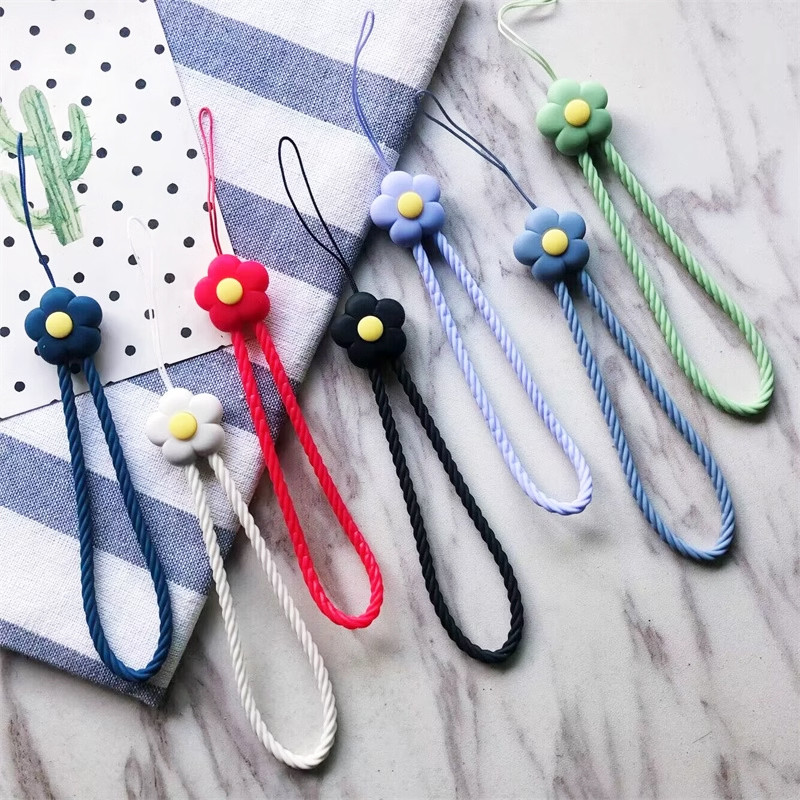 Gantungan HP Aesthetic Motif Bunga Silikon Anti Hilang Casing Telepon Liontin Tali Lanyard HP Lucu Segar Warna Silicone Flower -DF