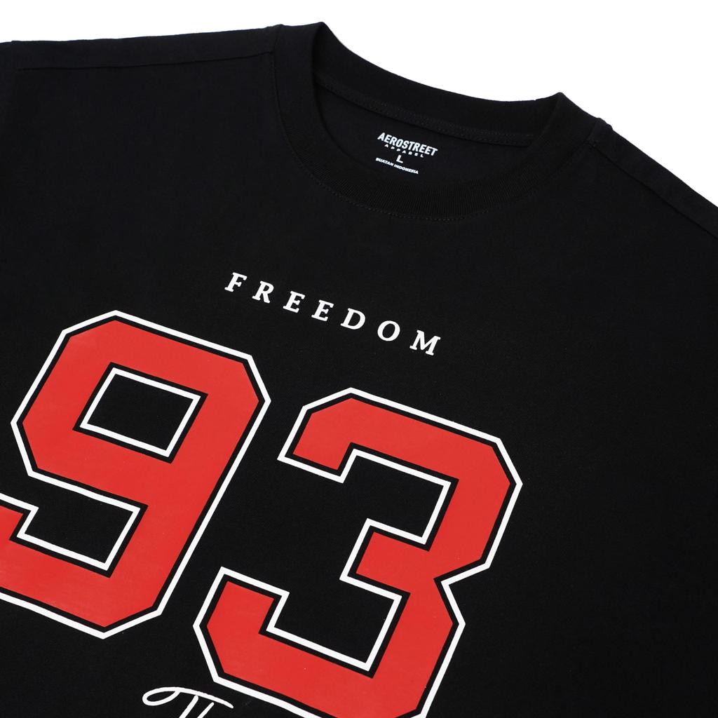 Aerostreet T Shirt Boxy Fit Freedom 93 Hitam Man Kaos Tshirt FC3AA