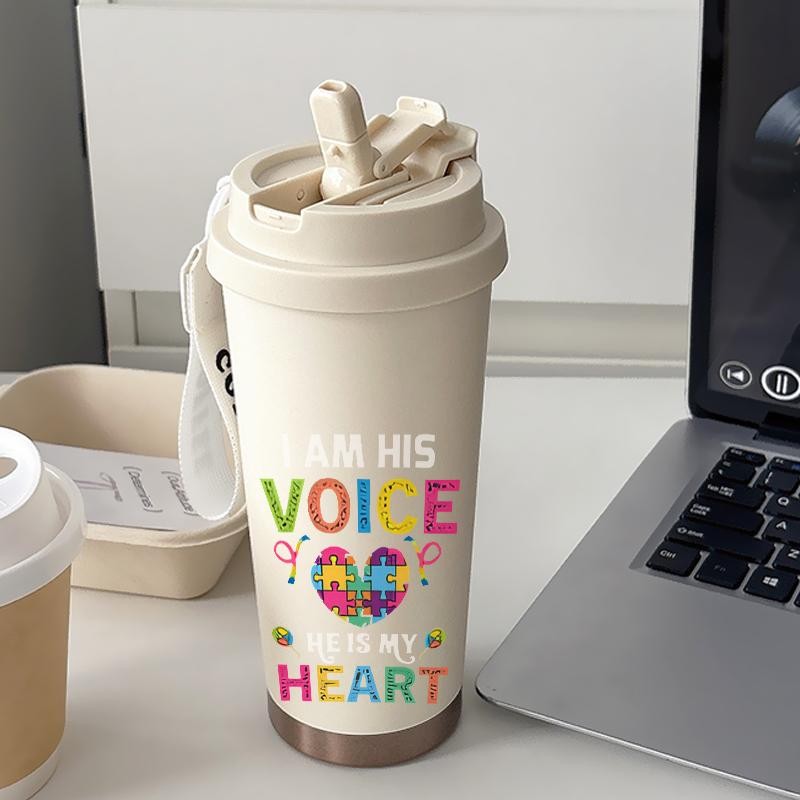 Tumbler CUP 500 ML Simple Anime Cool Pink Life Heart Termos Kopi Stainless Custom Steel Dengan Sedotan Kopi Yang Elegan