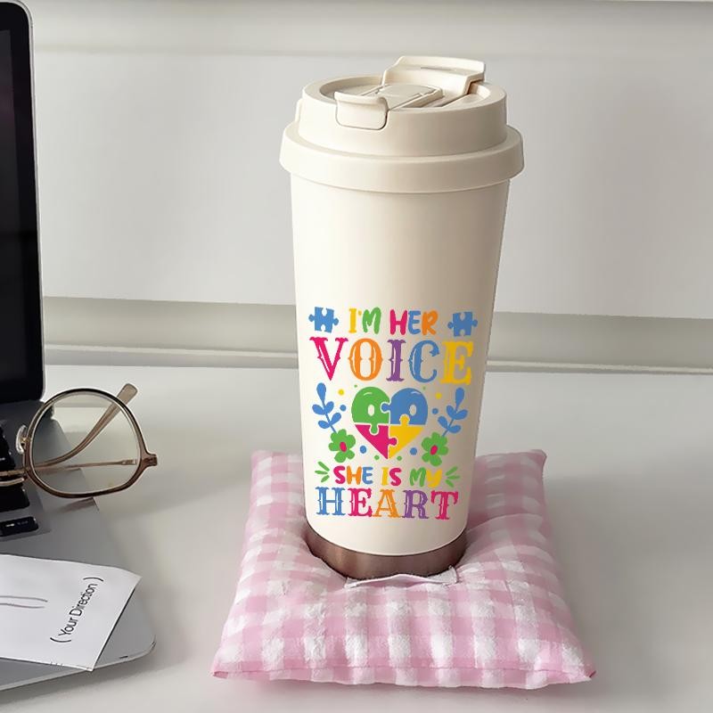 Tumbler CUP 500 ML Simple Anime Cool Pink Life Heart Termos Kopi Stainless Custom Steel Dengan Sedotan Kopi Yang Elegan