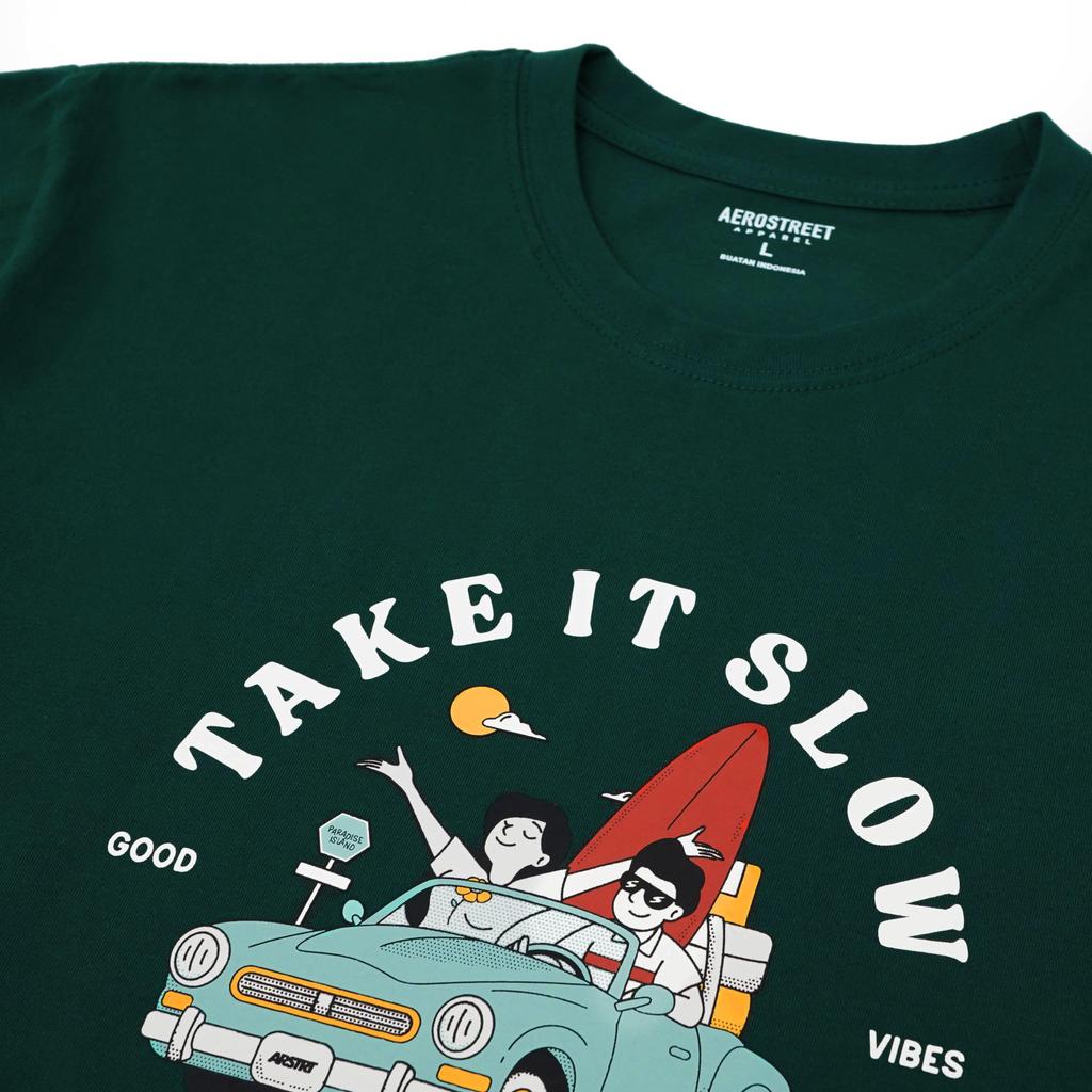 Aerostreet T Shirt Slowly Hijau Botol Kaos Tshirt ABCAA